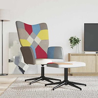 vidaXL Vilstol med fotpall tyg lapptäcke