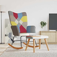 vidaXL Gungstol med fotpall tyg lapptäcke