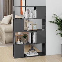 vidaXL Bokhylla Rumsavdelare grå högglans 80x24x124,5 cm