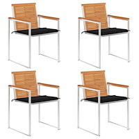 vidaXL Trädgårdsstolar med dynor 4 st massivt akaciaträ