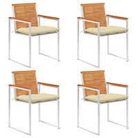 vidaXL Trädgårdsstolar med dynor 4 st massivt akaciaträ