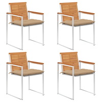 vidaXL Trädgårdsstolar med dynor 4 st massivt akaciaträ