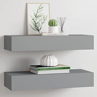 vidaXL Väggmonterad låda 2 st grå 60x23,5x10 cm MDF