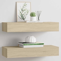 vidaXL Väggmonterad låda 2 st ek 60x23,5x10 cm MDF