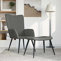 vidaXL Vilstol med fotpall mörkgrå sammet