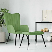 vidaXL Vilstol med fotpall ljusgrön sammet