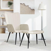 vidaXL Vilstol med fotpall gräddvit sammet