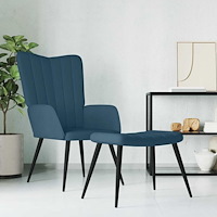 vidaXL Vilstol med fotpall blå sammet