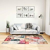 vidaXL Matta tvättbar lappmönster 120x180 cm flerfärgad