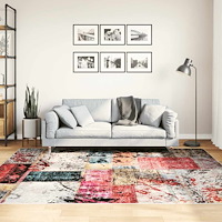 vidaXL Matta tvättbar lappmönster 160x230 cm flerfärgad