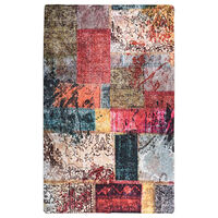 vidaXL Matta tvättbar lappmönster 160x230 cm flerfärgad halkfri