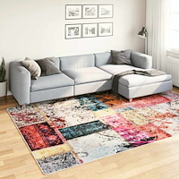 vidaXL Matta tvättbar lappmönster 190x300 cm flerfärgad