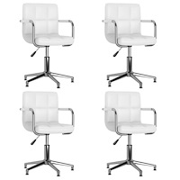 vidaXL Snurrbara matstolar 4 st vit konstläder