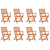 vidaXL Hopfällbara trädgårdsstolar 8 st massivt eukalyptusträ