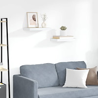 vidaXL Svävande vägghyllor 2 st ek och vit 50x23x3,8 cm MDF
