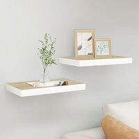 vidaXL Svävande vägghyllor 2 st ek och vit 50x23x3,8 cm MDF