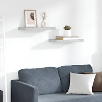vidaXL Svävande vägghyllor 2 st betonggrå 50x23x3,8 cm MDF