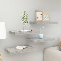 vidaXL Svävande vägghyllor 4 st betonggrå 50x23x3,8 cm MDF