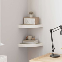vidaXL Svävande hörnhyllor 2 st ek och vit 25x25x3,8 cm MDF