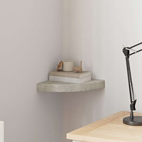 vidaXL Svävande hörnhylla betonggrå 25x25x3,8 cm MDF