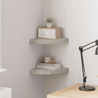 vidaXL Svävande hörnhyllor 2 st betonggrå 25x25x3,8 cm MDF