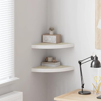 vidaXL Svävande hörnhyllor 2 st ek och vit 35x35x3,8 cm MDF