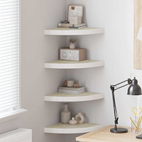 vidaXL Svävande hörnhyllor 4 st ek och vit 35x35x3,8 cm MDF