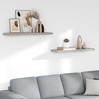 vidaXL Svävande vägghyllor 2 st betonggrå 90x23,5x3,8 cm MDF