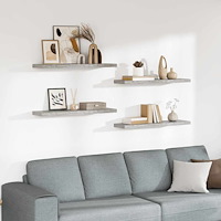 vidaXL Svävande vägghyllor 4 st betonggrå 90x23,5x3,8 cm MDF
