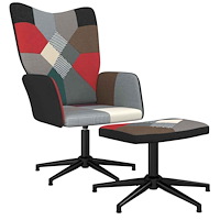 vidaXL Vilstol med fotpall tyg lapptäcke