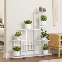 vidaXL Växtställ på hjul 94,5x25x92,5 cm vit metall