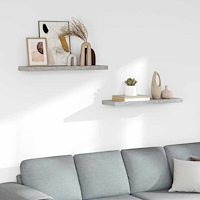 vidaXL Svävande vägghyllor 2 st betonggrå 80x23,5x3,8 cm MDF