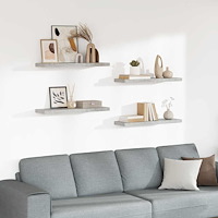 vidaXL Svävande vägghyllor 4 st betonggrå 80x23,5x3,8 cm MDF