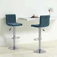 vidaXL Barstolar 2 st blå sammet