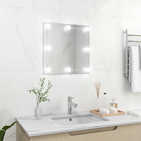 vidaXL Väggspegel med LED-belysning fyrkantig