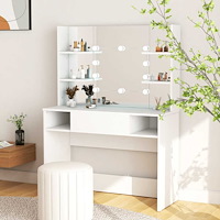 vidaXL Sminkbord med LED-belysning 100x40x135 cm MDF vit