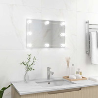 vidaXL Väggspegel med LED-belysning Rektangulärt