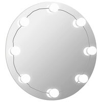 vidaXL Väggspegel med LED-belysning rund