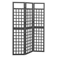 vidaXL Rumsavdelare/Spaljé 3 paneler massiv gran svart 121x180 cm