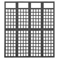 vidaXL Rumsavdelare/Spaljé 4 paneler massiv gran svart 161x180 cm