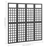 vidaXL Rumsavdelare/Spaljé 4 paneler massiv gran svart 161x180 cm
