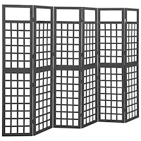 vidaXL Rumsavdelare/Spaljé 6 paneler massiv gran svart 242,5x180 cm
