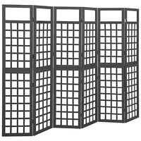 vidaXL Rumsavdelare/Spaljé 6 paneler massiv gran svart 242,5x180 cm