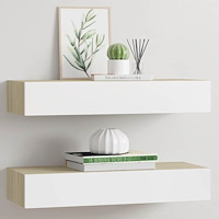 vidaXL Vägghyllor 2 st ek och vit 60x23,5x10cm MDF