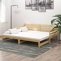 vidaXL Dagbädd utdragbar massiv furu 2x(90x200) cm
