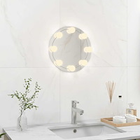 vidaXL Väggspegel utan ram LED-belysning rund