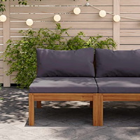 vidaXL Mittensits med mörkgråa dynor massivt akaciaträ