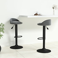 vidaXL Barstolar 2 st mörkgrå sammet