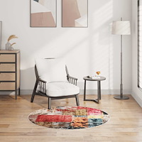 vidaXL Matta tvättbar lappmönster φ120 cm flerfärgad