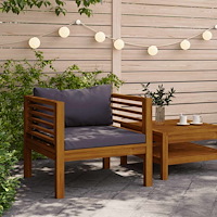 vidaXL Trädgårdsstol med mörkgråa dynor massivt akaciaträ